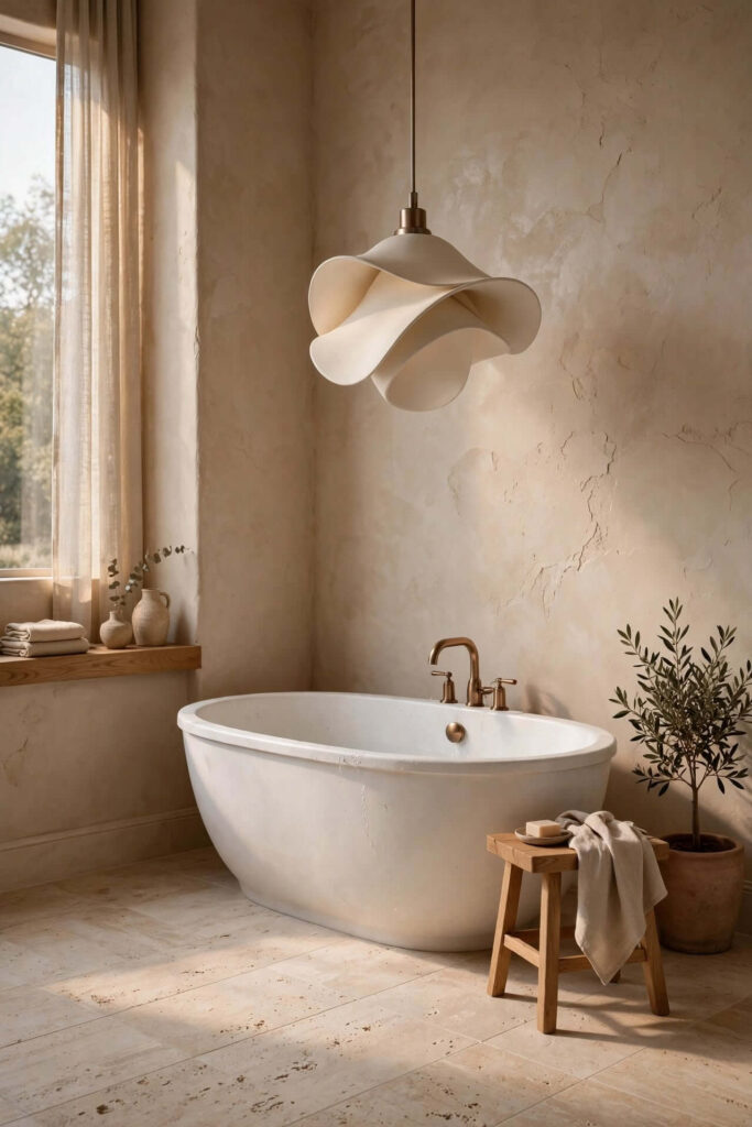 Hang a Sculptural Light Over a Freestanding Tub