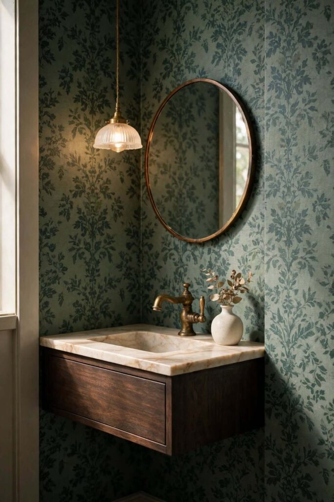 Small Pendant to a Compact Powder Room