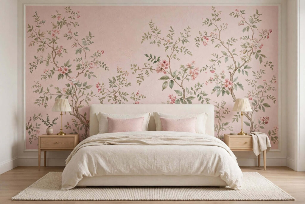 Add Pink Through Floral Wallpaper