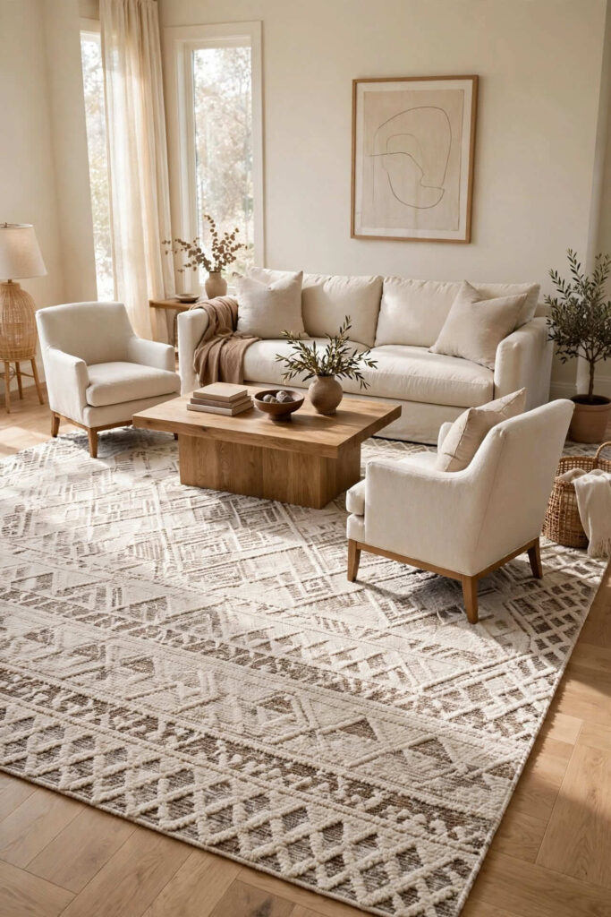 Use a Large Rug to Define the Seating Area