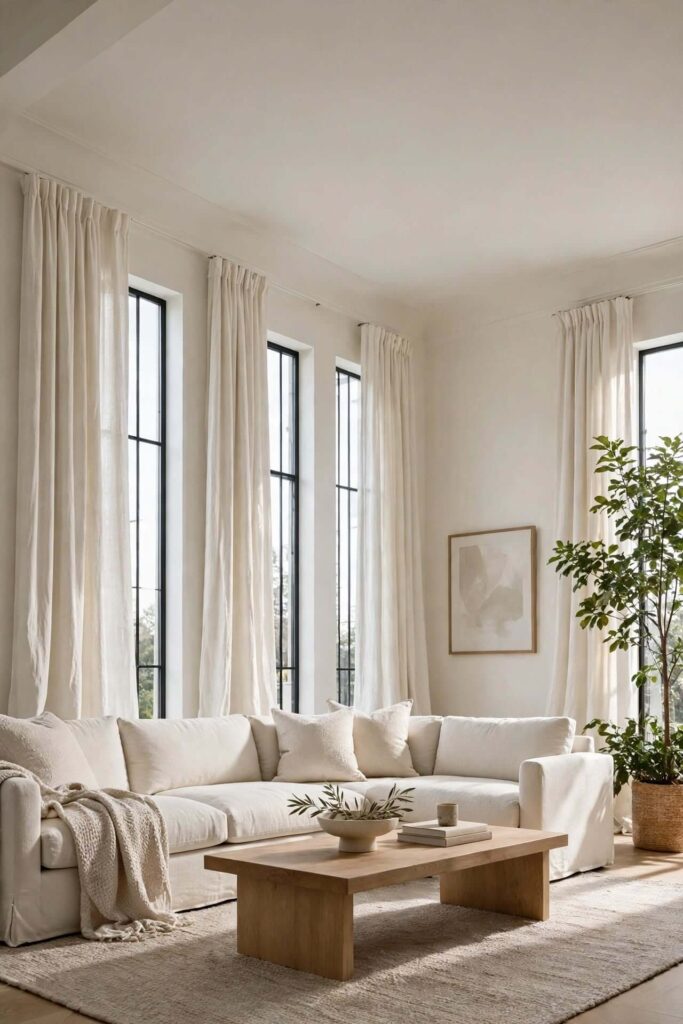 Make High Ceilings Feel Warmer With Tall Curtains