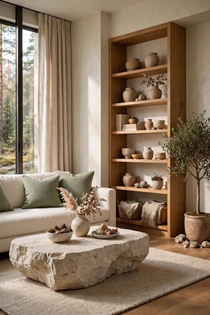 Mix Stone and Wood for a Grounded Feel