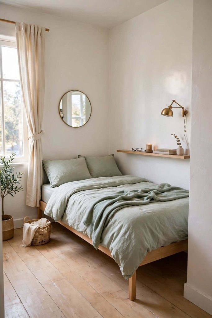 Sage Green Bedding in a Small Bedroom