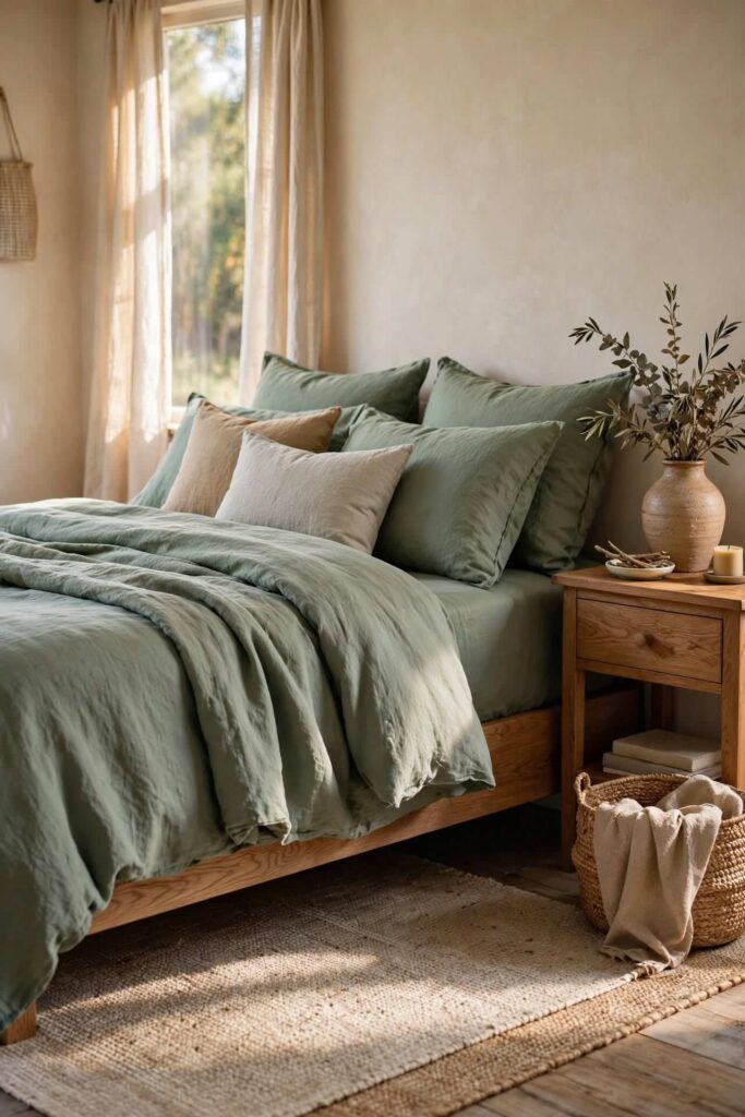 Sage Green Bedding with an Earthy Neutral Palette