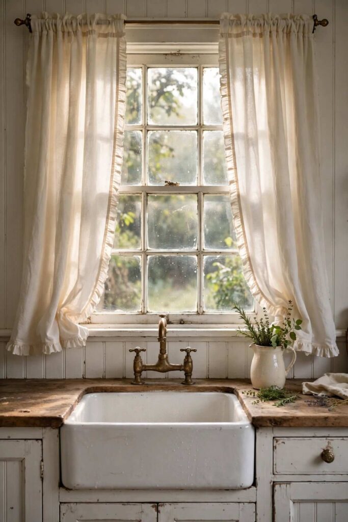 Ruffled Café Curtains for Cottage Charm