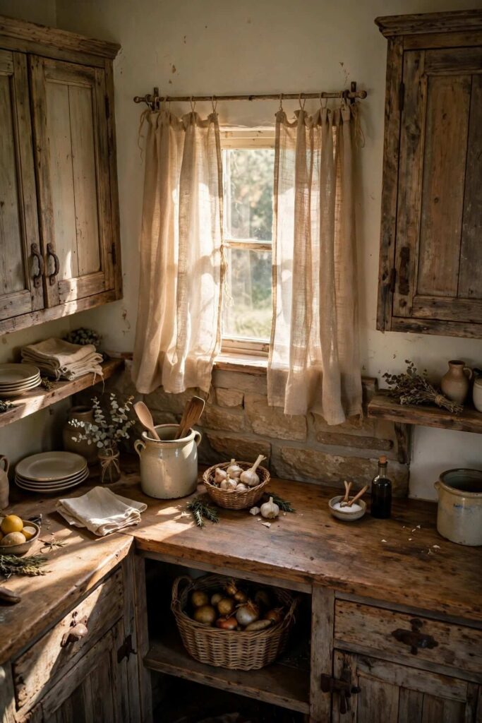 Rustic Burlap-Style Curtains