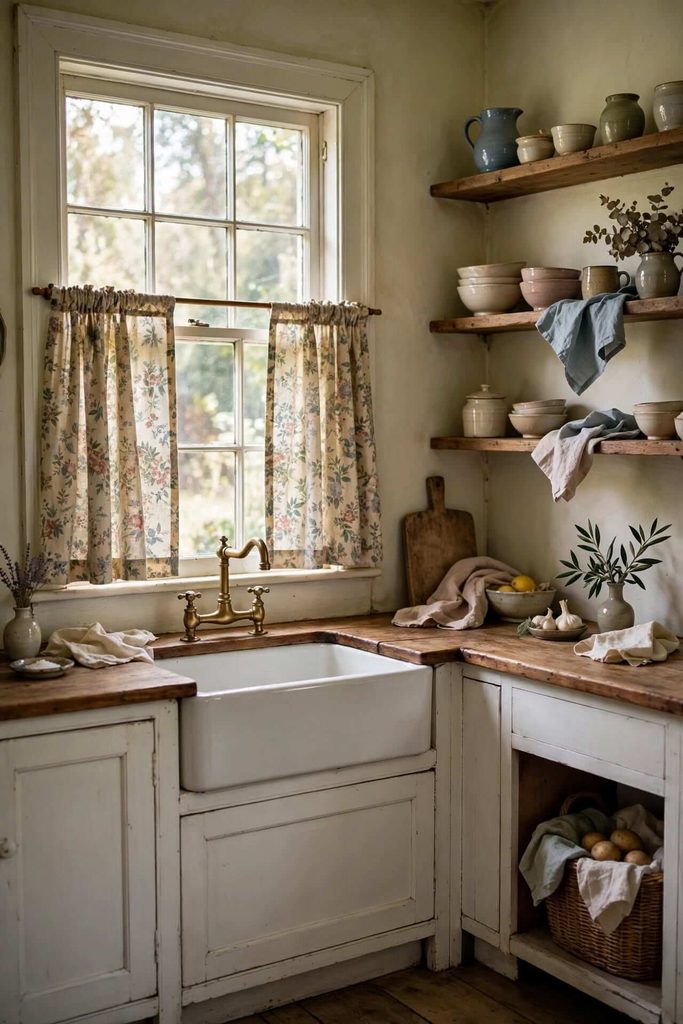 Vintage Floral Kitchen Curtains